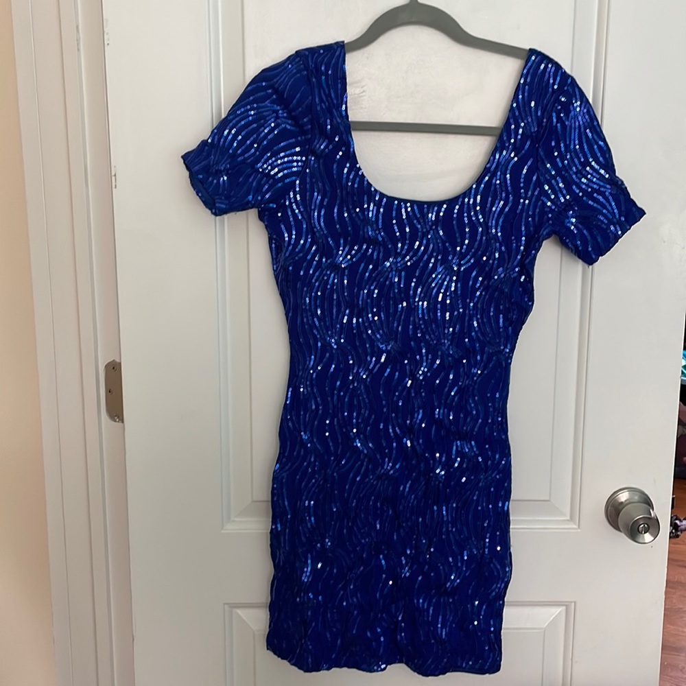 Navy sparkle 2b Bebe dress